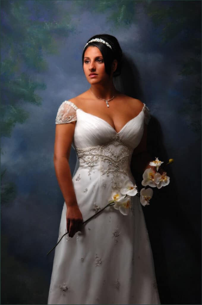 Bride posing during a Houston bridal portrait session